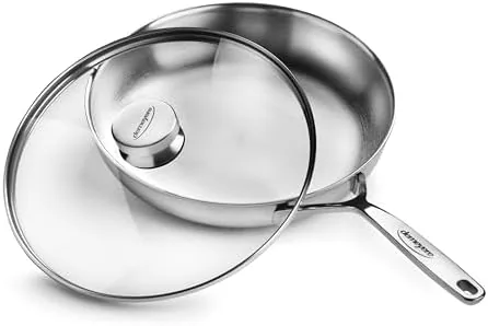 demeyere 5 plus stainless steel 11 inch fry pan with glass lid
